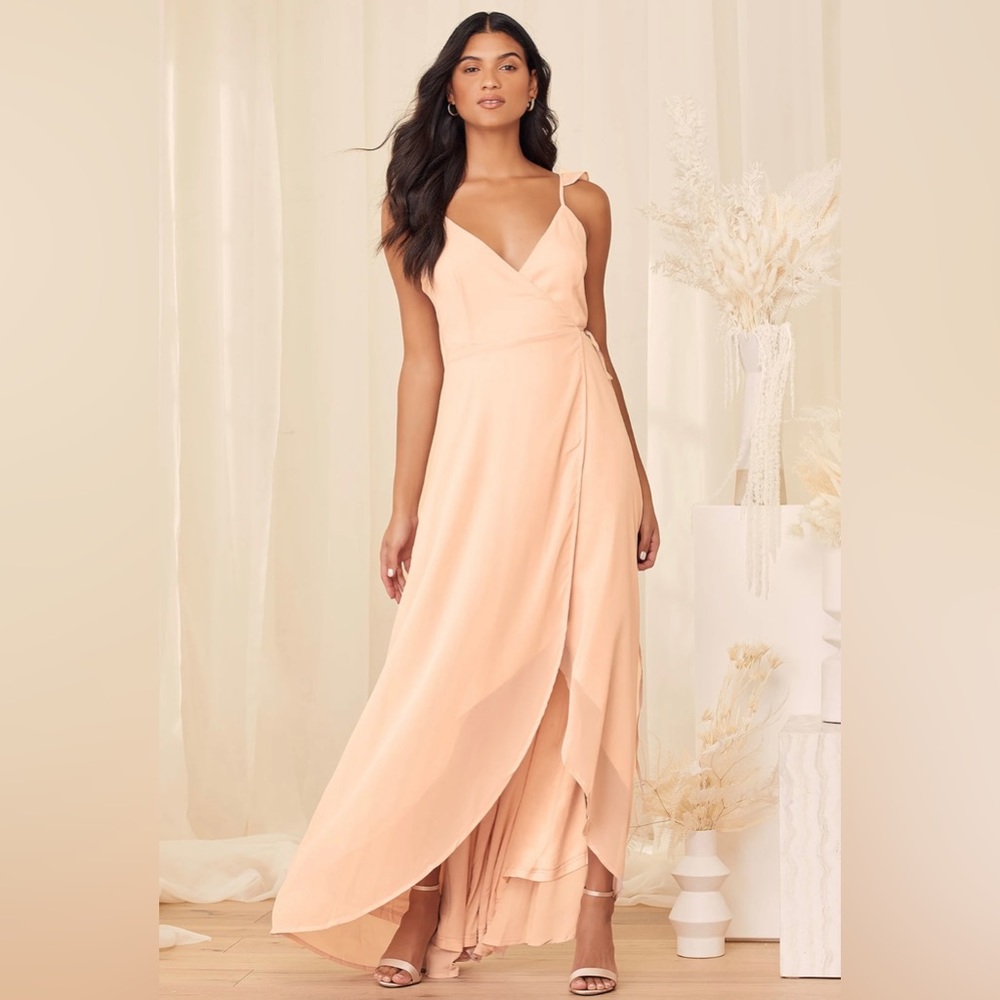 Lulu’s Here’s to Us blush pink wrap dress NWT